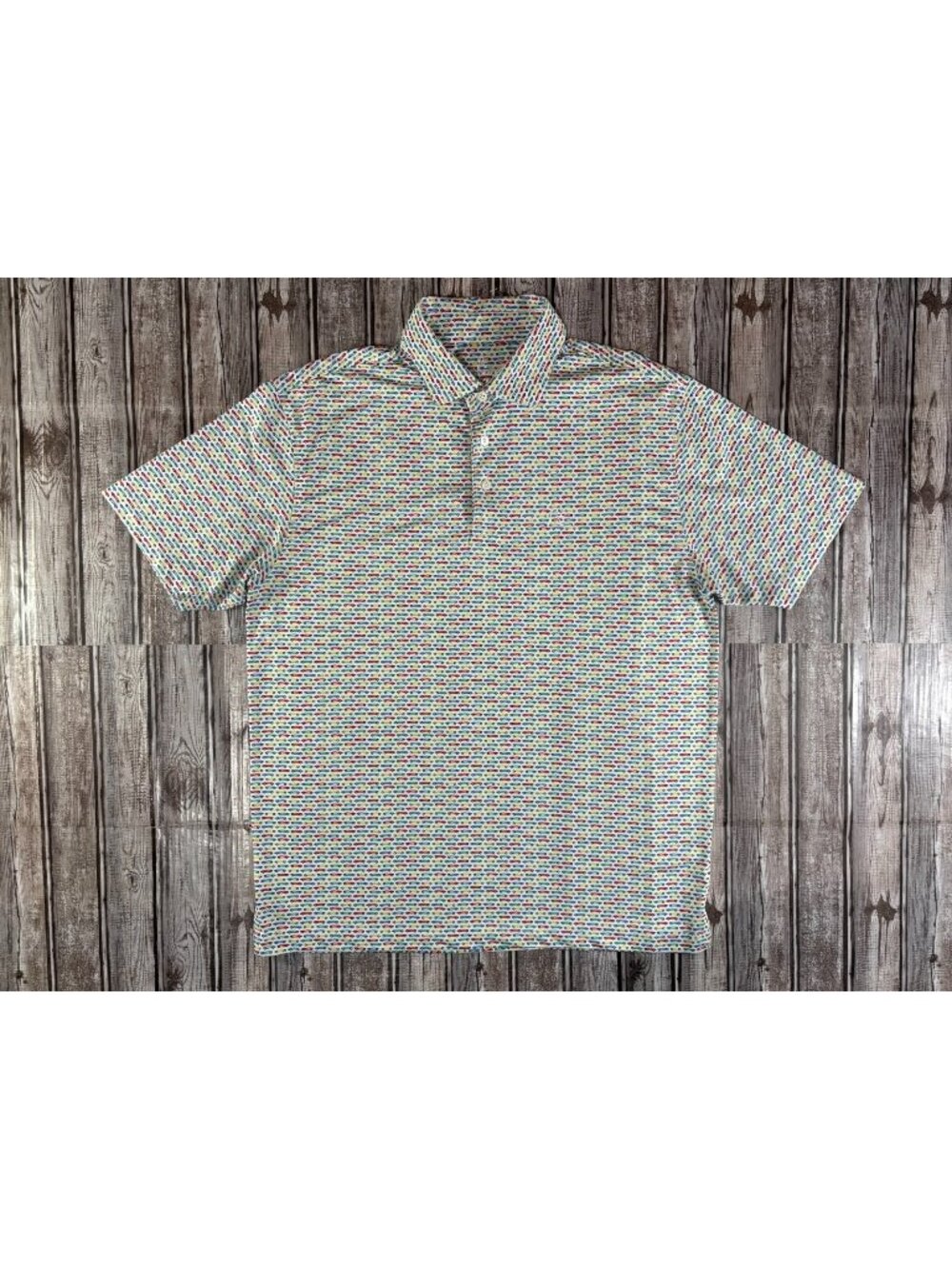 Rhoback The Drop Top Performance Golf Polo Shirt Size M Mini Cars AOP NWOT